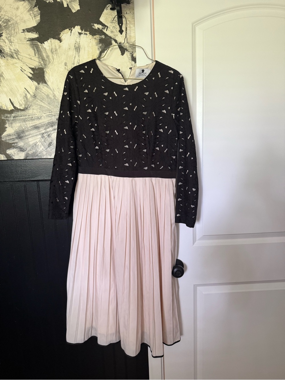 Dainty Jewells Black Lace Top with Blush Pleated Midi Skirt
